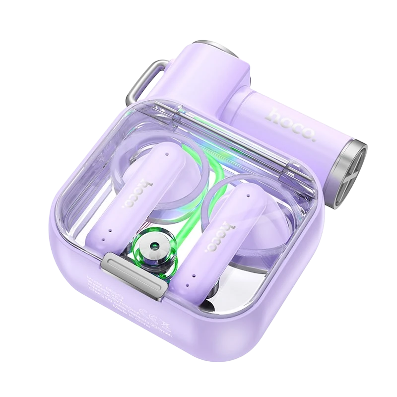 Căști bluetooth hoco des43 core transparente, violet 2