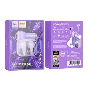 Căști bluetooth hoco des43 core transparente, violet Thumbnail 3