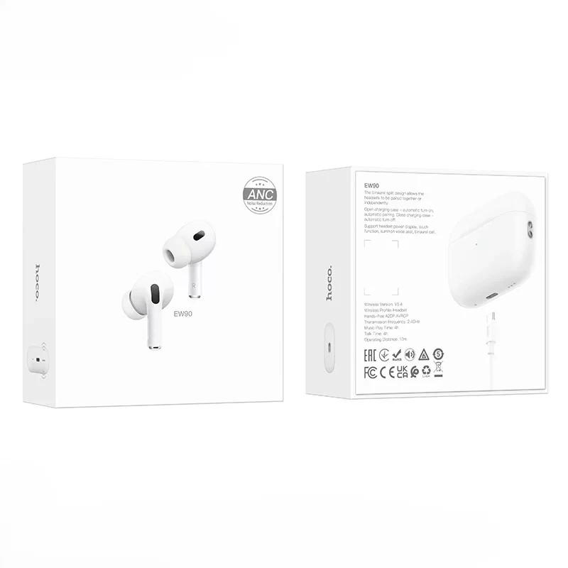 Căști bluetooth hoco ew90 true wireless cu reducere a zgomotului anc, albe 2