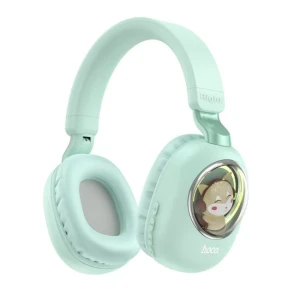 Наушники hoco esd11 cute с подсветкой, мятно-зеленые.