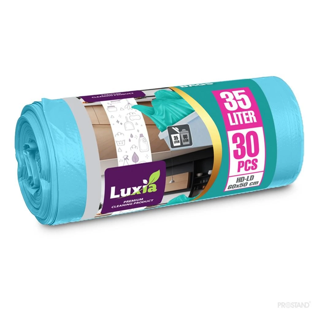 Luxia пакеты для мусора с ушками 35 л. 30 шт.бирюзовый lux-4014 2