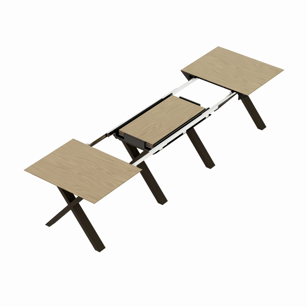 Стол madrid~natural wood+black legs 3