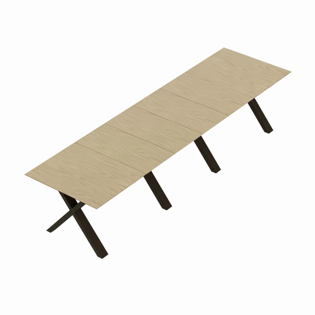 Стол madrid~natural wood+black legs 4