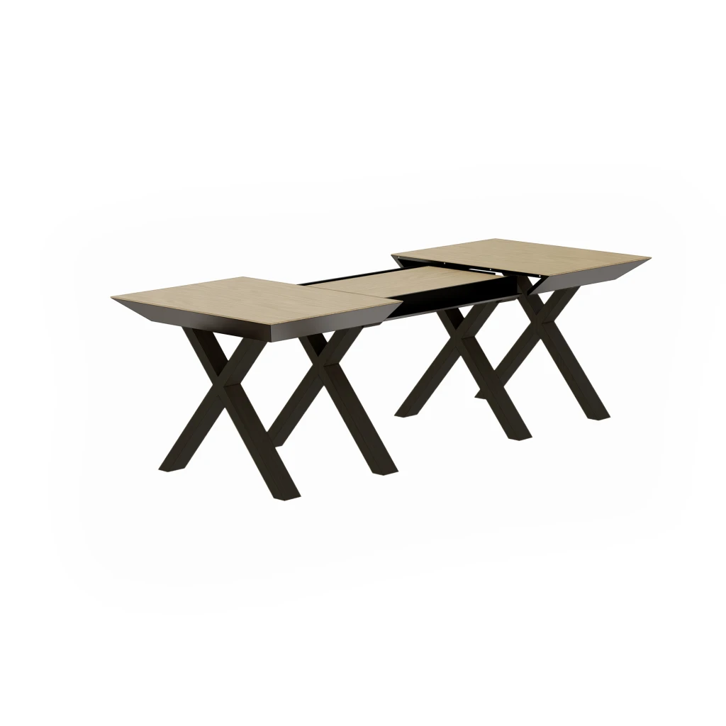 Стол madrid~natural wood+black legs 2