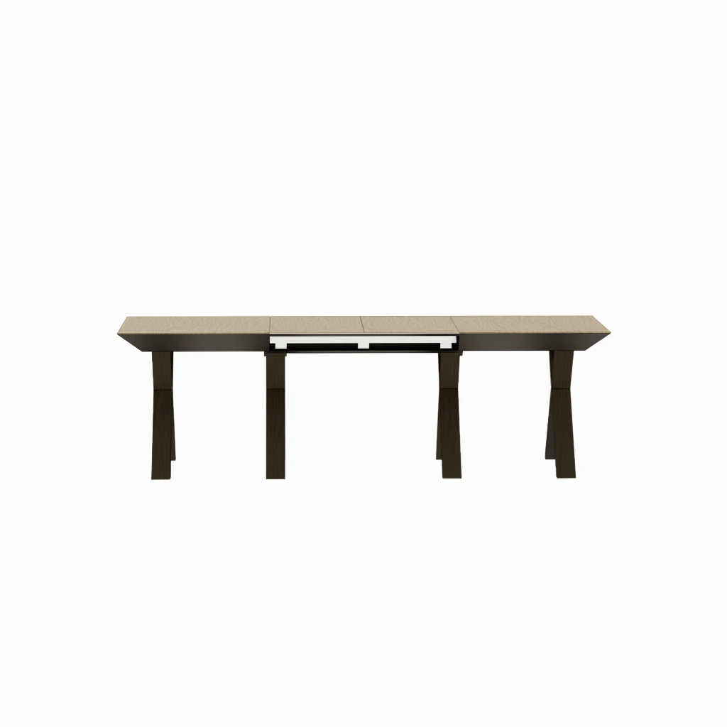 Стол madrid~natural wood+black legs 6