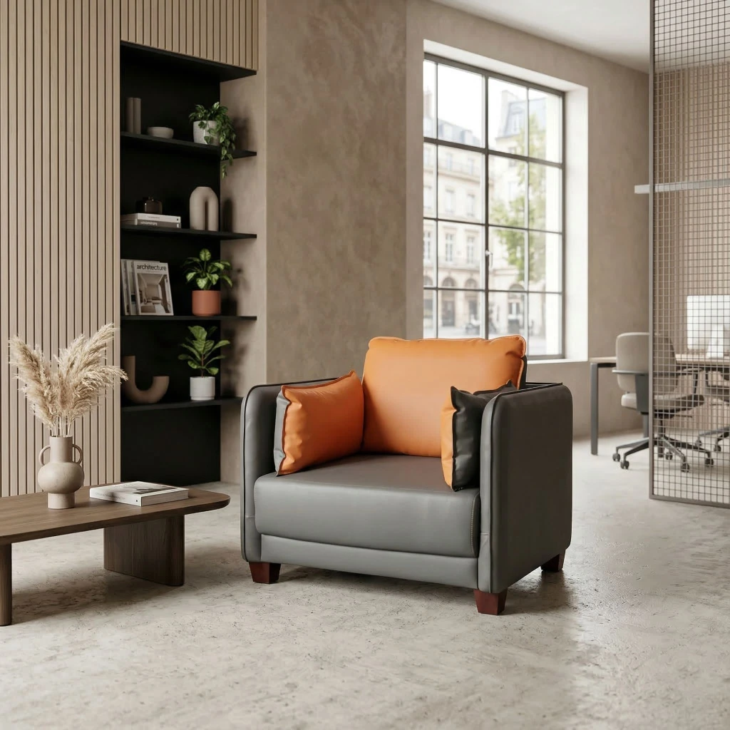 Кресло w1203 grey/orange 2