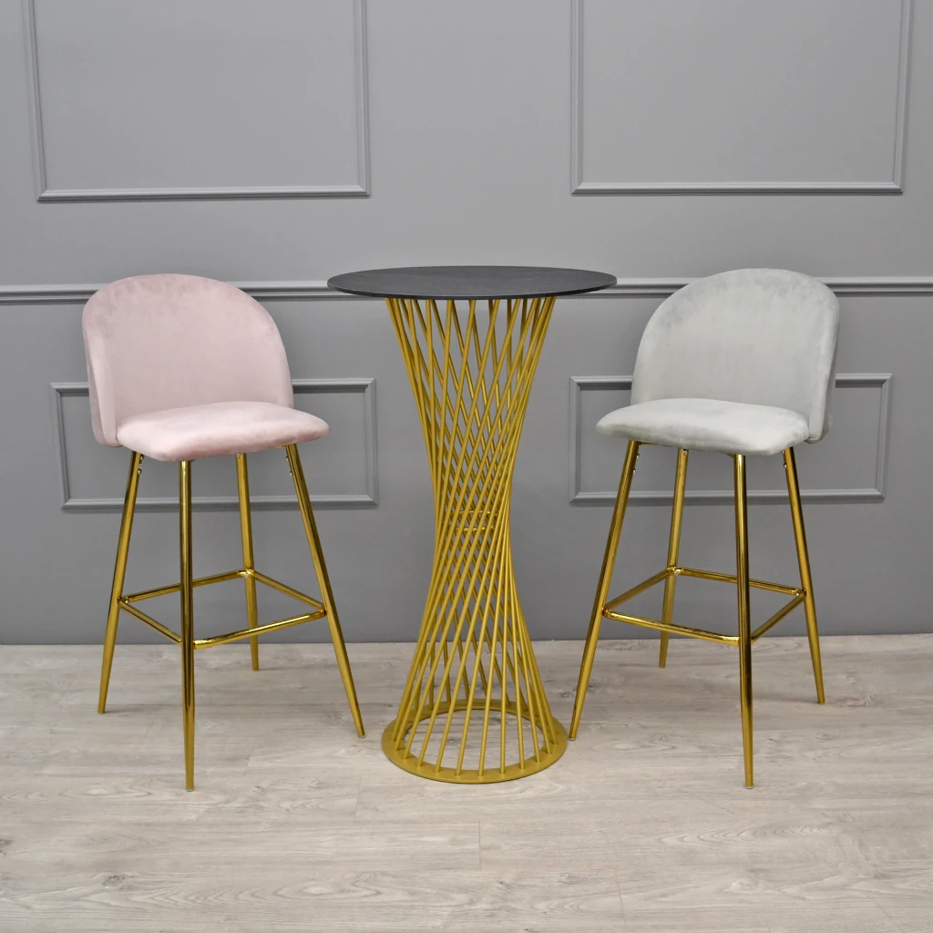 Scaun de bar maya~pink hlr25+gold legs 3