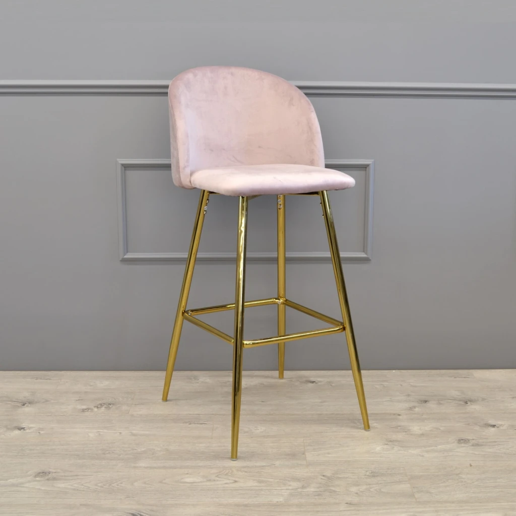 Scaun de bar maya~pink hlr25+gold legs 5