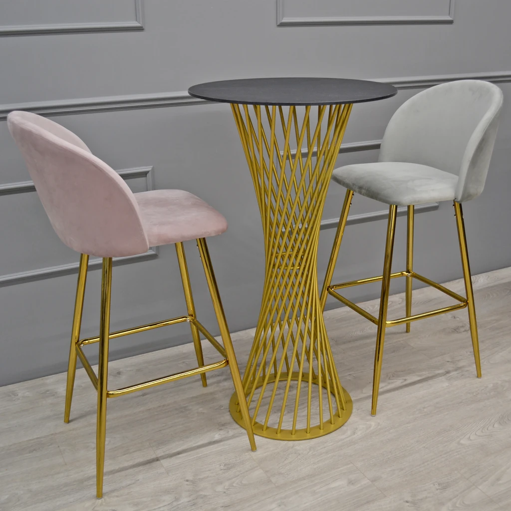Scaun de bar maya~pink hlr25+gold legs 2