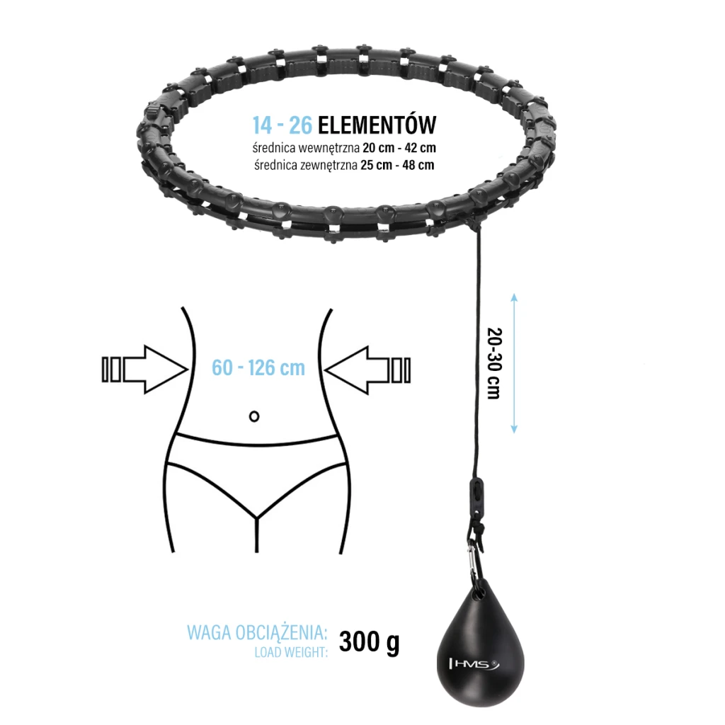 Set cerc hoola hoop cu greutate + curea hhw11 + br163 hms 3