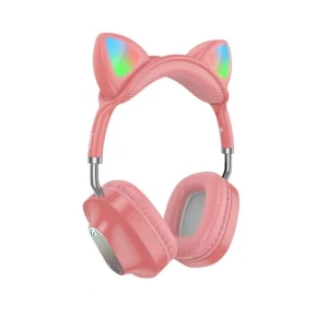 Наушники hoco esd13 skill с кошачьими ушками, розовые, bluetooth. Thumbnail 2