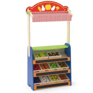 Jucărie din lemn 2 în 1 pentru jocuri de rol „teatru și magazin alimentar”