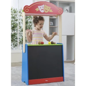 Jucărie din lemn 2 în 1 pentru jocuri de rol „teatru și magazin alimentar” Thumbnail 8