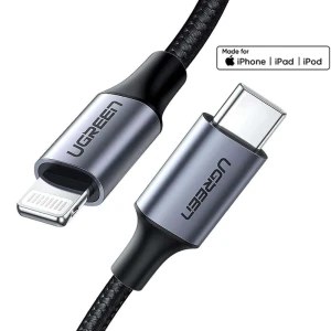 Ugreen cable type-c to lightning mfi, 3a, 1.5m shell braided, us304, black Thumbnail 3