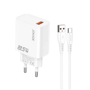 Сетевое зарядное устройство jokade 1*usb-a с кабелем usb-a на type-c 22,5 вт макс. jb139, белое