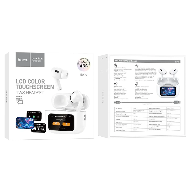 Căști hoco ew72 soar wireless cu ecran tactil și reducere a zgomotului, bluetooth, albe 3