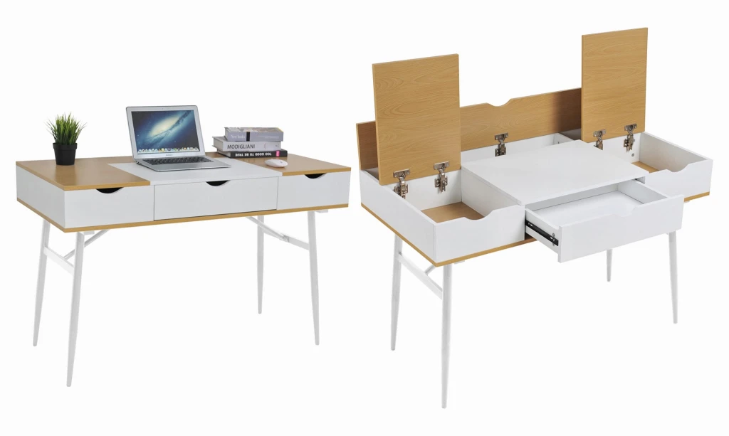 Письменный стол с ящиком jumi 120x60x77 см дуб/белый 5