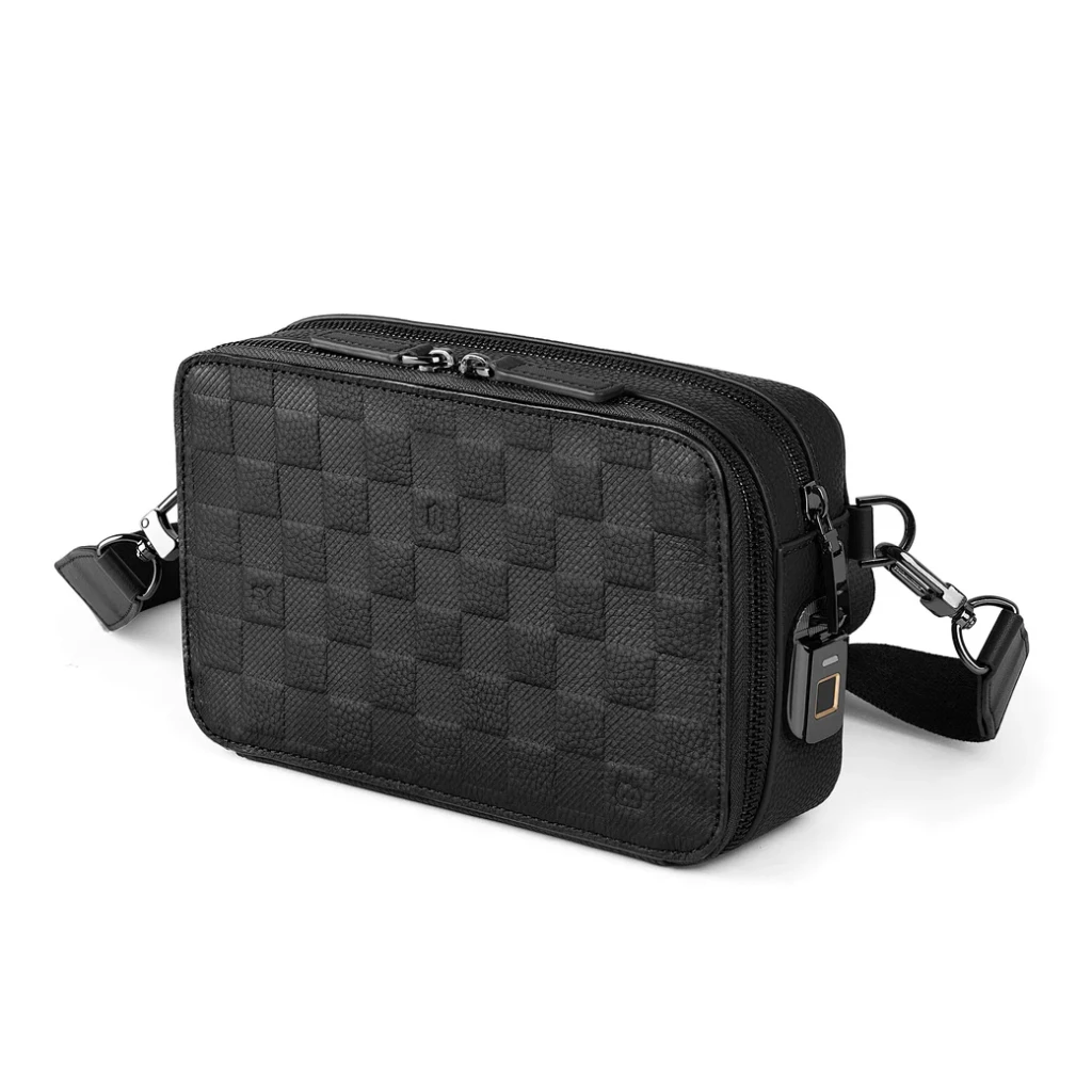 Geantă crossbody wiwu master fingerprint lock neagră 2