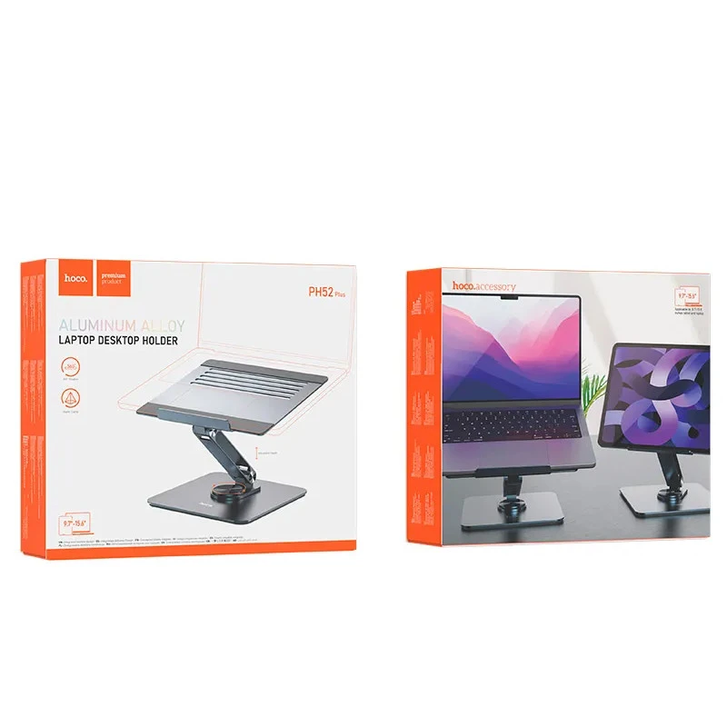 Suport rotativ pentru laptop hoco ph52 plus might, gri metalic 4