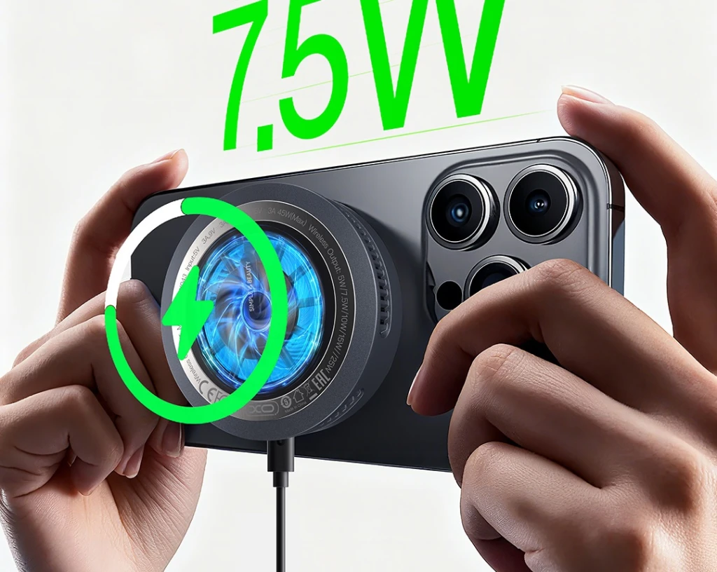 Беспроводное настольное зарядное устройство xo cx043 smart semiconductor cooling qi 2.2 25w с многоцветной светодиодной подсветкой, серого цвета. 2