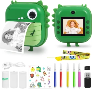 Xo xj05, cameră frontală și spate cu dublă, husă din silicon cu imprimeu de dinozauri pentru copii (3 role gratuite) Thumbnail 2