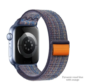 Часы hoco iwatch wa25 original серии с нейлоновым ремешком (38/40/41 мм), динамичные, королевский синий с оранжевыми элементами.