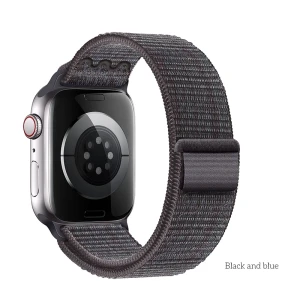 Curea hoco pentru iwatch wa25 seria originală din nailon (38/40/41 mm), neagră și albastră Thumbnail 1