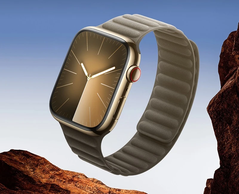 Curea magnetică din material țesut hoco as100 pentru iwatch (42/44/45/49 mm), gri închis 2