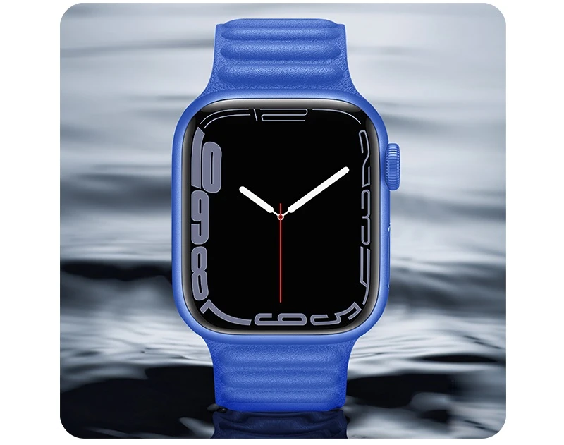 Curea magnetică din piele hoco wa23 original series pentru iwatch (42/44/45/49mm) albastru mic 2