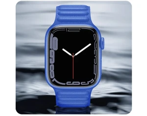 Curea magnetică din piele hoco wa23 original series pentru iwatch (42/44/45/49mm) albastru mic Thumbnail 1