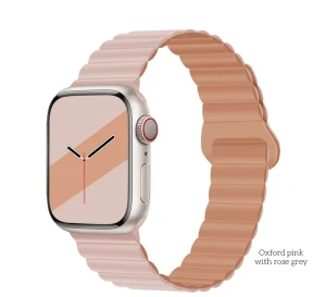 Гибкий силиконовый ремешок hoco wa22 для iwatch (38/40/41 мм), цвет оксфордский розовый с розово-серым