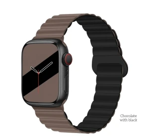 Гибкий силиконовый ремешок hoco wa22 для iwatch (42/44/45/49 мм), шоколадный с черным