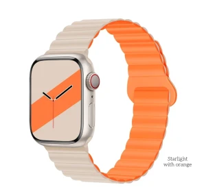 Гибкий силиконовый ремешок hoco wa22 для iwatch (38/40/41 мм) с магнитной застежкой и оранжевым покрытием.