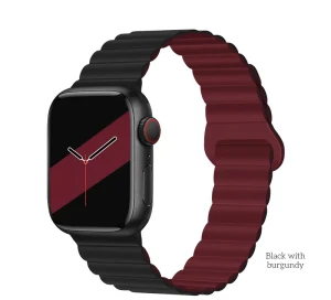 Гибкий силиконовый ремешок hoco wa22 для iwatch (42/44/45/49 мм), черный с бордовым