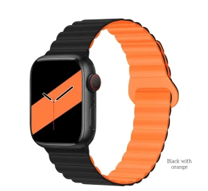 Гибкий силиконовый ремешок hoco wa22 для iwatch (42/44/45/49 мм), черный с оранжевым