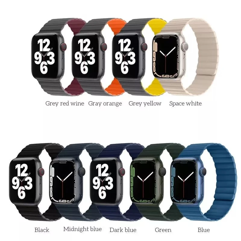 Смарт-ремешок hoco iwatch wa07 flexible из силикона с магнитной цепочкой (42/44/45/49 мм), темно-синий. 2