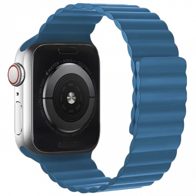 Curea magnetică din silicon hoco pentru iwatch wa07 flexible series (42/44/45/49mm) albastră 2