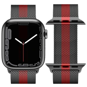 Hoco iwatch wa03 simple beauty series, миланский стальной ремешок (42/44/45/49 мм), черный и красный