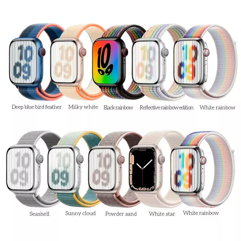 Curea din nailon tip buclă hoco pentru iwatch wa02 seria originală (42/44/45/49 mm), alb spațial 2