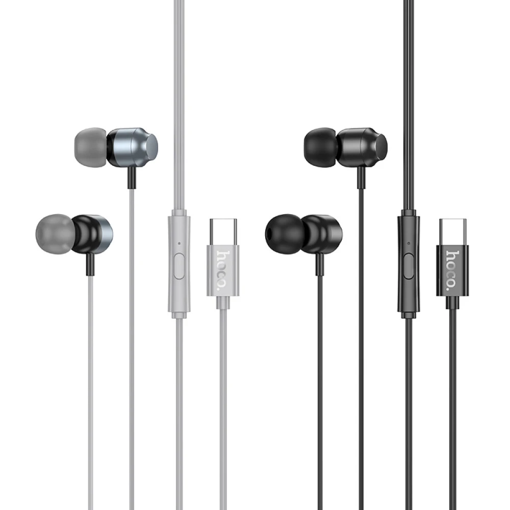 Căști digitale universale hoco m122 power metal cu microfon type-c, negre 2