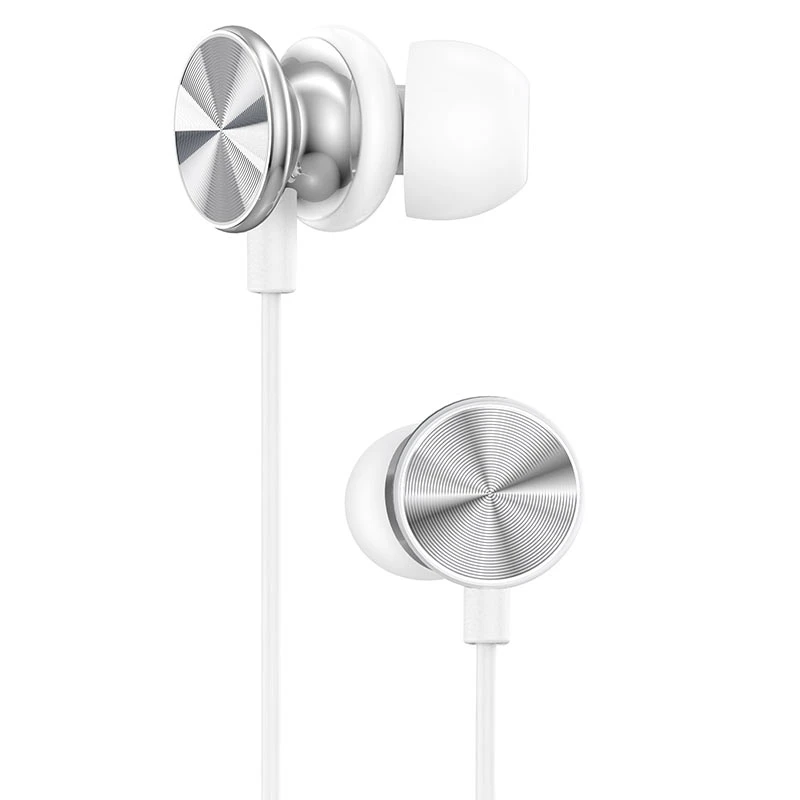 Căști universale hoco m96 platinum cu microfon, elegante, argintii 2
