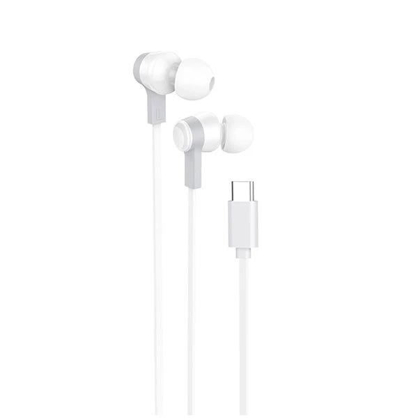 Căști digitale universale hoco m86 ocean cu microfon pentru type-c, albe 2
