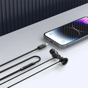 Проводные внутриканальные силиконовые наушники acefast l10 usb-c с микрофоном, черные