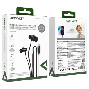 Căști intraauriculare acefast l10 usb-c cu fir din silicon și microfon, negre Thumbnail 2