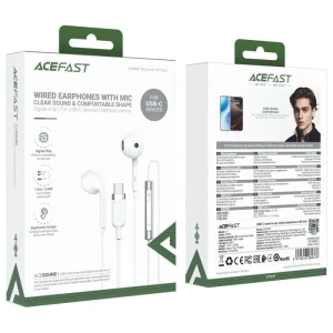 Căști semi-intraauriculare cu fir acefast l7 usb-c cu microfon, albe Thumbnail 3