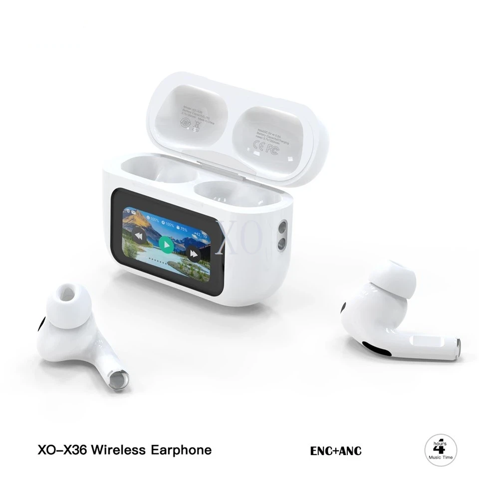 Беспроводные наушники xo x36 smart screen anc с активным шумоподавлением, белые. 2
