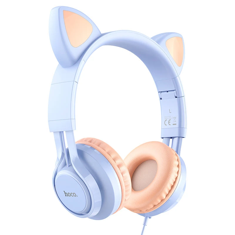 Căști hoco w36 cat ear cu microfon, albastru vis 2