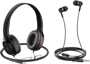 Căști hoco w24 enlighten cu set de microfon roșii