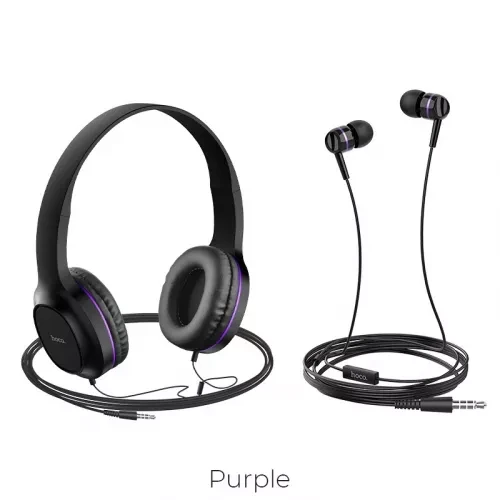 Наушники hoco w24 enlighten с микрофоном, фиолетовые. 2
