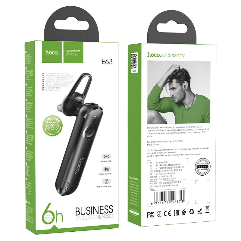 Căști bluetooth hoco e63 diamond pentru afaceri, negre 2